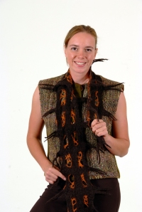 Vest with "woven for nuno" yardage and felted scarf.